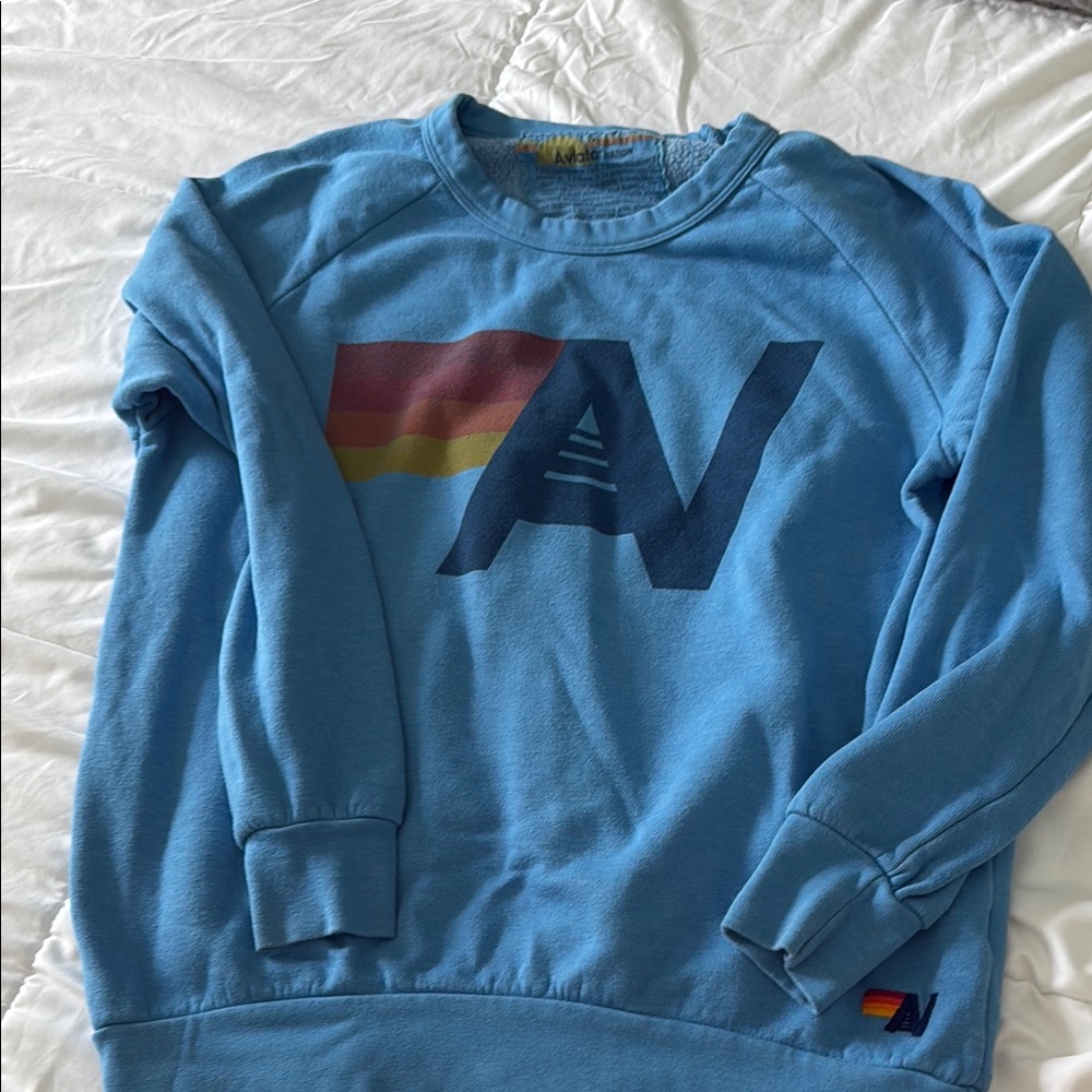 Blue Crewneck Sweater with Graphic Design